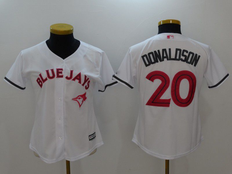 Women 2017 MLB Toronto Blue Jays #20 Donaldson White Jerseys